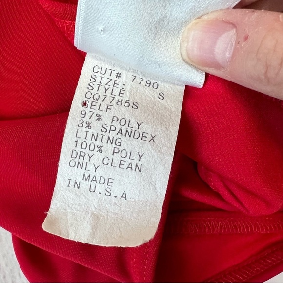 Vintage Tadashi Shoji Asymmetrical Ruched Faux Wrap Surplice Stretch Dress - Picture 7 of 10